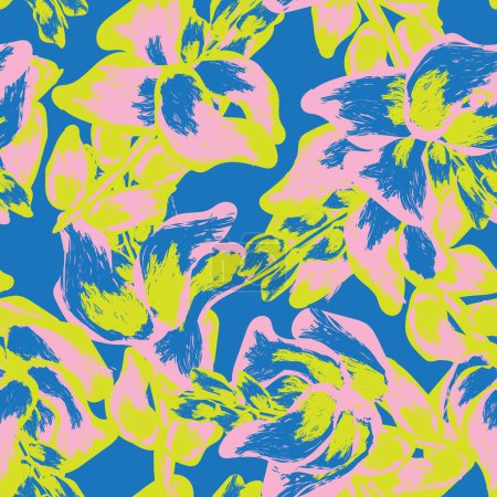 Illustration for Colourful Abstract Floral seamless pattern design for fashion textiles, graphics, backgrounds and crafts - Royalty Free Image