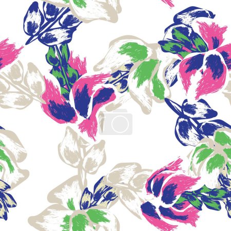 Illustration for Colourful Abstract Floral seamless pattern design for fashion textiles, graphics, backgrounds and crafts - Royalty Free Image