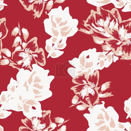 Illustration for Red Abstract Floral seamless pattern design for fashion textiles, graphics, backgrounds and crafts - Royalty Free Image