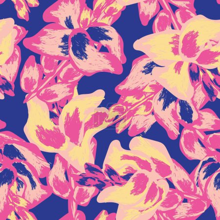 Illustration for Blue Abstract Floral seamless pattern design for fashion textiles, graphics, backgrounds and crafts - Royalty Free Image