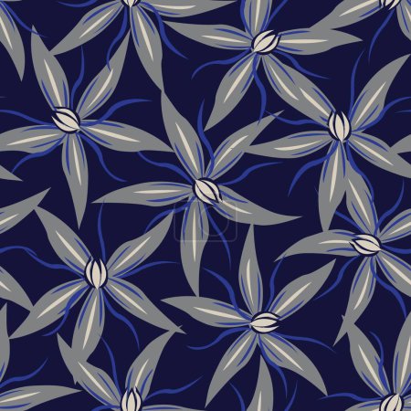 Illustration for Blue Floral seamless pattern design for fashion textiles, graphics, backgrounds and crafts - Royalty Free Image
