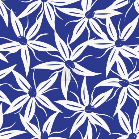 Illustration for Blue Floral seamless pattern design for fashion textiles, graphics, backgrounds and crafts - Royalty Free Image