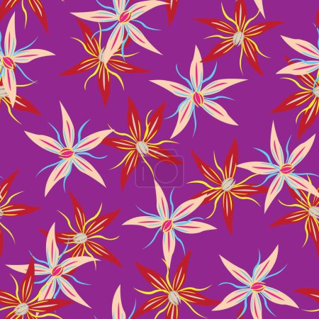 Illustration for Colourful Floral seamless pattern design for fashion textiles, graphics, backgrounds and crafts - Royalty Free Image
