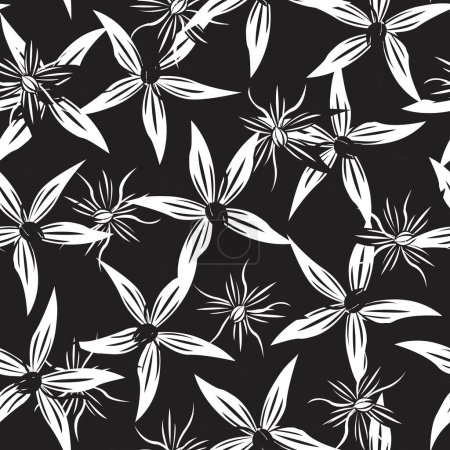 Illustration for Monochrome Floral seamless pattern design for fashion textiles, graphics, backgrounds and crafts - Royalty Free Image