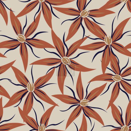 Illustration for Neutral Colour Floral seamless pattern design for fashion textiles, graphics, backgrounds and crafts - Royalty Free Image