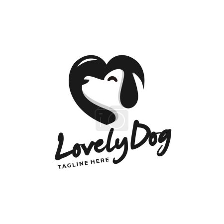 Photo for Love Dog Logo, Black and White Dog Logo, Stamp Dog Logo, Cute Dog Logo, Funny Dog Logo, Negative Dog Logo, Black and White Dog Logo Design - Royalty Free Image