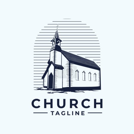 Illustration for Classic Church Vector Logo Design Template Idea - Royalty Free Image