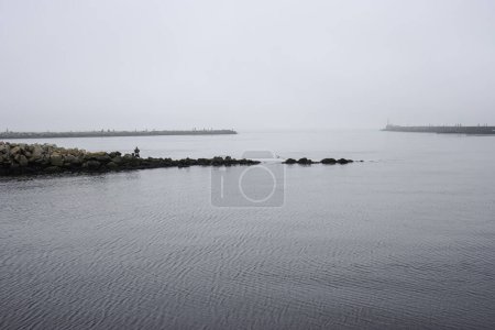 Téléchargez les photos : Paysage marin Moody. embouchure de la rivière Ave, au nord du Portugal. - en image libre de droit