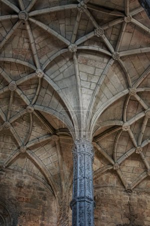 Beautiful Lisbon Jeronimos monastery detailed ceiling