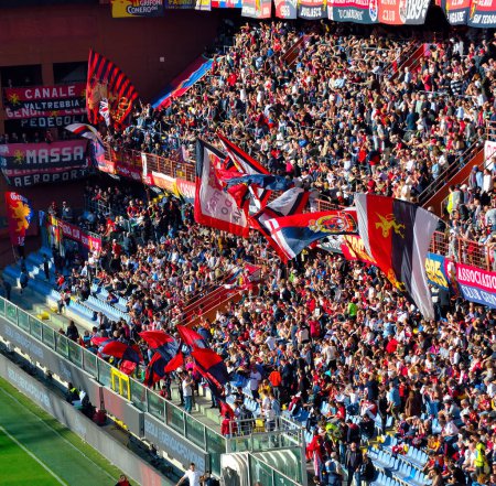 Foto de Serie B partido de fútbol Génova Ternana Génova fans en las gradas del estadio marzo 12 2023 Génova Italia - Imagen libre de derechos