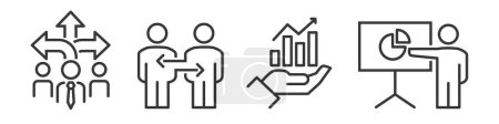 Illustration for Set of business people business Vector Line Icons. Editable Stroke on white background for web and print - Royalty Free Image