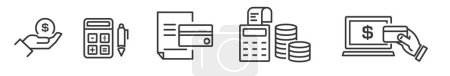 Téléchargez les illustrations : Collection of accounting Related Vector Line Icons - Outline web icon set on white background - Editable Stroke - en licence libre de droit