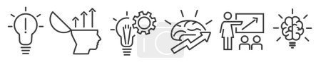 Ilustración de Icon Set of invention, knowledge and brainstorming - Vector Illustration -  Editable Thin Line Icons Collection on white Background for Web and Print - Imagen libre de derechos