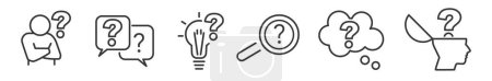 Ilustración de Icono Conjunto de preguntas y respuestas - Ilustración vectorial - Colección de iconos de línea delgada editables sobre fondo blanco para web e impresión - Imagen libre de derechos