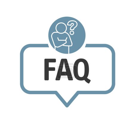 Téléchargez les illustrations : Bulle vocale FAQ - Foire aux questions - Illustration vectorielle sur fond blanc - en licence libre de droit
