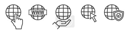 Téléchargez les illustrations : Icône et signe des symboles en ligne et du navigateur - collection d'icônes vectorielles sur fond blanc - en licence libre de droit