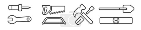 Illustration for Icon Set of tools - Vector Illustration -  Editable Thin Line Icons Collection on white Background for Web and Print - Royalty Free Image