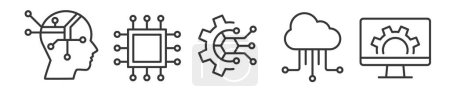 Illustration for Icon Set of technology and Industry 4.0 - Vector Illustration -  Editable Thin Line Icons Collection on white Background for Web and Print - Royalty Free Image