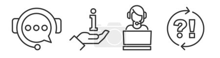 Ilustración de Icono Conjunto de consejos, soporte y servicio al cliente - Ilustración vectorial - Colección de iconos de línea delgada editables sobre fondo blanco para web e impresión - Imagen libre de derechos
