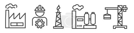 Illustration for Icon set of Factories and industrial production - editable vector illustration concept - Royalty Free Image