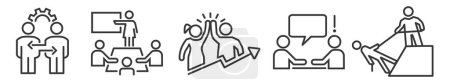 Ilustración de Icono Conjunto de tutoría, transferencia de conocimientos y consejos - Ilustración vectorial - Colección de iconos de línea delgada editables sobre fondo blanco para web e impresión - Imagen libre de derechos