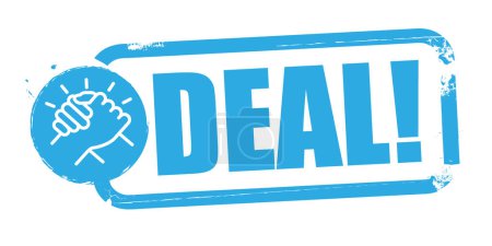 Ilustración de Sello de goma azul tipográfico "Deal". Promoción Vector Ilustración Concepto - Imagen libre de derechos