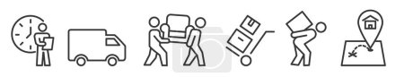 Illustration for Set of Moving house services and mover - vector icon collection on white background - Royalty Free Image