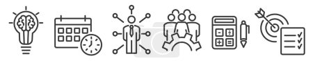 Set von Projektmanagement-Unternehmen Vector Line Icons. Editierbarer Strich auf weißem Hintergrund für Web und Print