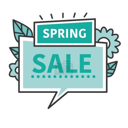 Illustration for Spring Sale - speech bubble with text and flowers - vector illustration for web and print - Royalty Free Image