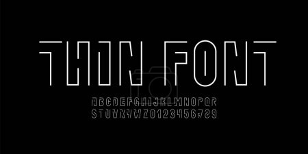 Illustration for Digital font alphabet from with line, minimal technology style letters and numbers, vector illustration 10EPS - Royalty Free Image