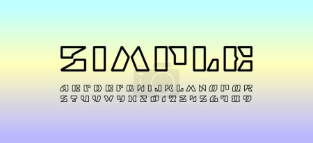 Module alphabet holiday font made of geometric simple lines, letters and numerals, vector illustration 10EPS