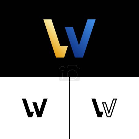 Buchstabe W Alphabet Tech-Schrift, Typografie für Ihre Designs Logo oder Markenname, einschließlich einer Reihe von drei verschiedenen Symbolen, Vektorillustration 10EPS