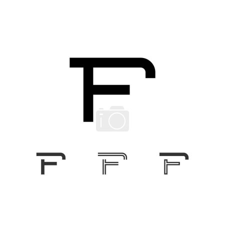 Buchstabe F, technische digitale Alphabet-Schrift, einschließlich Satz aus vier verschiedenen Typen, Vektorillustration 10eps