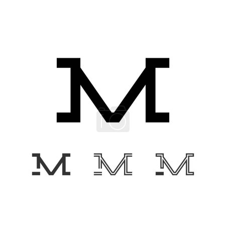 Buchstabe M, technische digitale Alphabet-Schrift, einschließlich Satz aus vier verschiedenen Typen, Vektorillustration 10eps