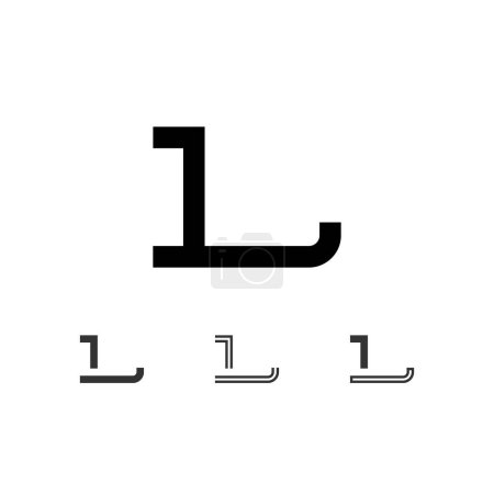 Buchstabe L, technische digitale Alphabet-Schrift, einschließlich Satz aus vier verschiedenen Typen, Vektorillustration 10eps