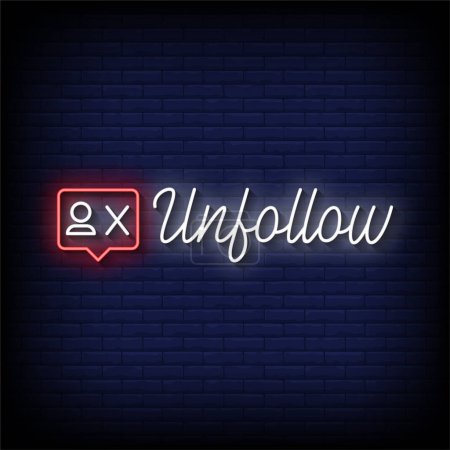 Illustration for Unfollow Neon Sign with brick wall background vector - Royalty Free Image