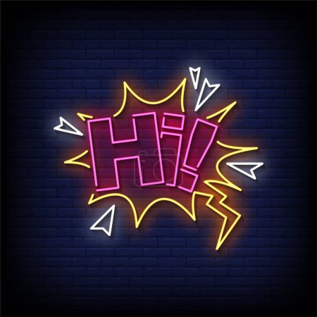 Illustration for Hi! Neon Sign with brick wall background vector - Royalty Free Image