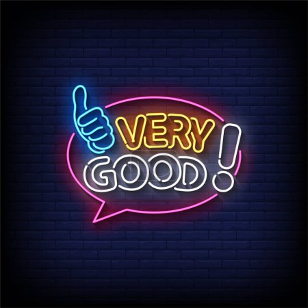 Illustration for Very Good! Neon Sign with brick wall background vector - Royalty Free Image