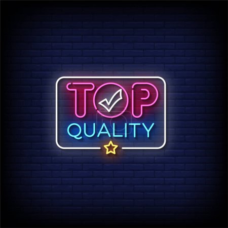 Illustration for Top Quality Neon Sign with brick wall background vector - Royalty Free Image