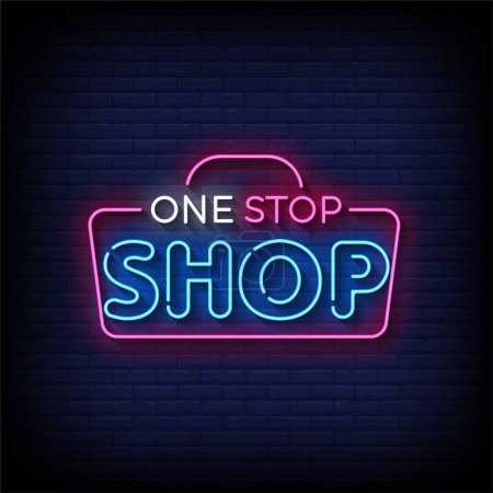 Illustration for Neon sign with a shop store. - Royalty Free Image