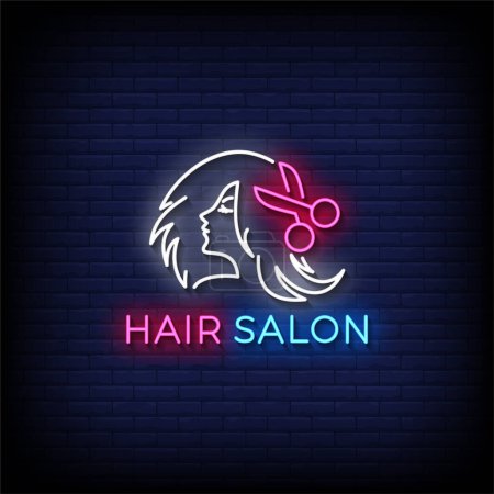 Illustration for Neon sign of beauty and hair salon. - Royalty Free Image