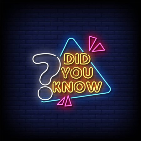 Illustration for Did you know neon sign on dark brick wall background. vector illustration - Royalty Free Image