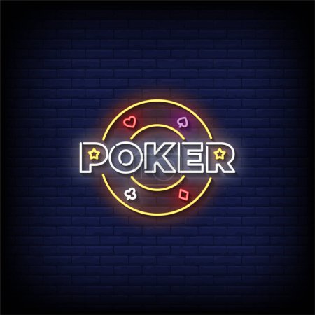 Illustration for Poker neon vector sign. banner design with casino sign - Royalty Free Image