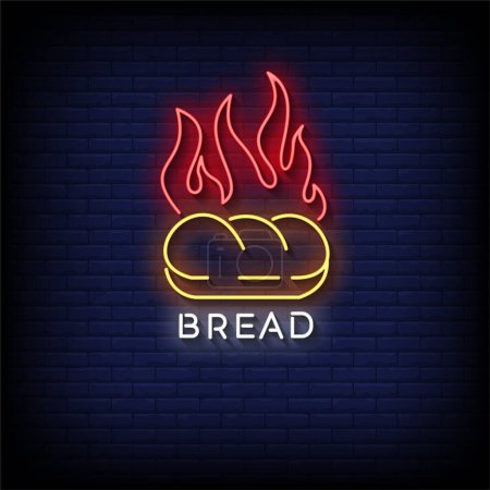 Illustration for Bread neon sign. vector illustration of bread. bread sign. - Royalty Free Image