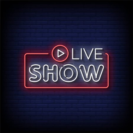 Illustration for Live show neon sign, vector design - Royalty Free Image