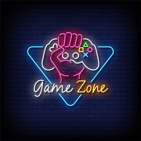 Illustration for Game neon sign. game of gaming game. neon banner. neon emblem. - Royalty Free Image