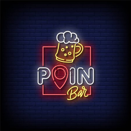 Illustration for Neon sign bar with point beer bar - Royalty Free Image