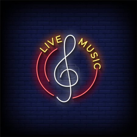 Illustration for Music neon icon with musical notes. vector illustration - Royalty Free Image