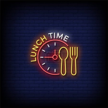 Illustration for Time for lunch neon sign - Royalty Free Image