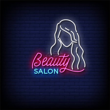 Illustration for Beauty salon neon sign, vector illustration - Royalty Free Image